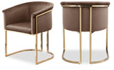 Tierra Brown Velvet Dining Chair – Elegant Barrel-Style Design with Brass Accents for Modern Spaces