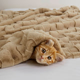 Faux Fur Velvet Throw Blanket 50x60", Tan