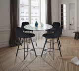 Viviene Contemporary Counter Height Stool Set of 2 - Plush Upholstered Design with Matte Black Legs