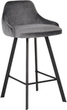 Viviene Contemporary Counter Height Stool Set of 2 - Plush Upholstered Design with Matte Black Legs
