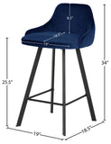 Viviene Contemporary Counter Height Stool Set of 2 - Plush Upholstered Design with Matte Black Legs
