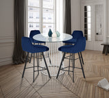Viviene Contemporary Counter Height Stool Set of 2 - Plush Upholstered Design with Matte Black Legs