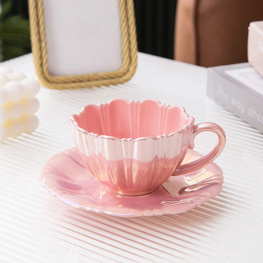 Mivora Flower Coffee Cup & Saucer Set, 240ml