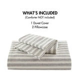 3 Piece Yarn-Dyed Stripes All-Seasons Duvet Set, Grey