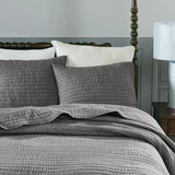 3 Piece Hand Quilted Cotton Quilt Set, Grey