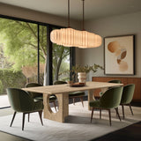 Rivas Dining Table - Elegant Mid-Century Modern Design with Fluted Base and Rich Black Finish
