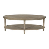 Oval Coffee Table with Shelf, Reclaimed Greige