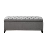 Button Tufted Modern Upholstered Storage Bench Ottoman, Grey
