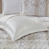 Long Faux Fur 4-Piece Comforter Set, Snow Leopard