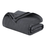 Soft Cotton Waffle Weave Blanket, Dark Grey