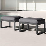 2 Pieces Aluminum Outdoor Patio Ottoman Set, Thick Cushion