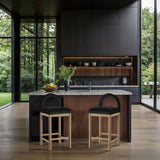 Conrad - Velvet Counter Stool With Natural Legs