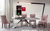 Hannah Velvet Dining Chair Set - Luxurious Deep Tufted Design with Chrome Nailheads & Cherry Legs