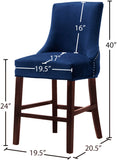 Hannah Elegant Contemporary Stool Set of 2 with Plush Upholstery and Stylish Cherry Wood Legs