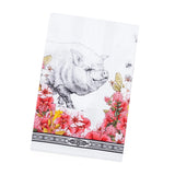 Emily Pig Floral Bouquet Cotton Tea Towel