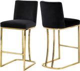 Heidi Contemporary Stool - Luxurious Velvet Upholstered Design with Polished Metal Base for Dining