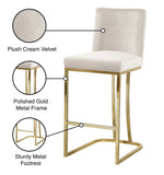 Heidi Contemporary Stool - Luxurious Velvet Upholstered Design with Polished Metal Base for Dining