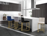 Heidi Contemporary Stool - Luxurious Velvet Upholstered Design with Polished Metal Base for Dining