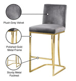 Heidi Contemporary Stool - Luxurious Velvet Upholstered Design with Polished Metal Base for Dining