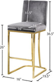 Heidi Contemporary Stool - Luxurious Velvet Upholstered Design with Polished Metal Base for Dining