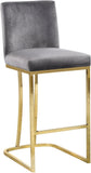 Heidi Contemporary Stool - Luxurious Velvet Upholstered Design with Polished Metal Base for Dining