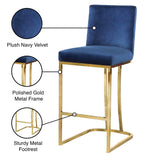Heidi Contemporary Stool - Luxurious Velvet Upholstered Design with Polished Metal Base for Dining