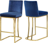 Heidi Contemporary Stool - Luxurious Velvet Upholstered Design with Polished Metal Base for Dining