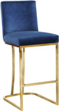 Heidi Contemporary Stool - Luxurious Velvet Upholstered Design with Polished Metal Base for Dining