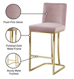 Heidi Contemporary Stool - Luxurious Velvet Upholstered Design with Polished Metal Base for Dining
