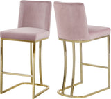 Heidi Contemporary Stool - Luxurious Velvet Upholstered Design with Polished Metal Base for Dining