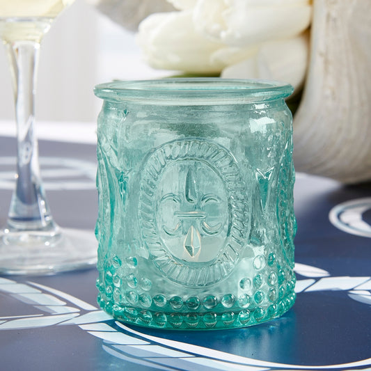 Vintage Blue Glass Tea Light Holders Set of 8