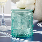 Vintage Blue Glass Tea Light Holders Set of 8