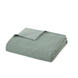 Waffle Weave Textured Duvet Cover Set, Sage Green