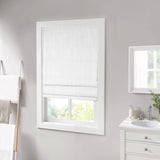 Basketweave Room Darkening Cordless Roman Shade, White