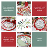 Christmas Tableware Set - 7” Plate (Set of 16), 9” Plate (Set of 16), and Napkin (Set of 30)