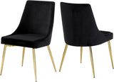 Karina Contemporary Dining Chair Set - Elegant Velvet Upholstery with Gold Metal Frame Design