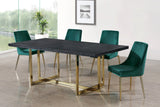 Karina Contemporary Dining Chair Set - Elegant Velvet Upholstery with Gold Metal Frame Design