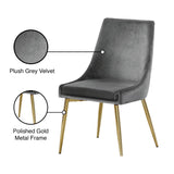 Karina Contemporary Dining Chair Set - Elegant Velvet Upholstery with Gold Metal Frame Design