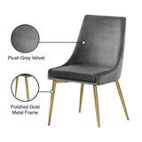 Karina Contemporary Dining Chair Set - Elegant Velvet Upholstery with Gold Metal Frame Design