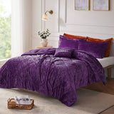 Crushed Velvet 4-Piece Comforter Set, Purple