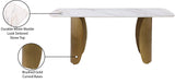 Niya Dining Table – Elegant Marble-Look Sintered Stone Top with Brushed Gold Curved Base Design