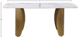 Niya Dining Table – Elegant Marble-Look Sintered Stone Top with Brushed Gold Curved Base Design