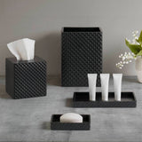 Diamond-Embossed Resin Bathroom Accessories Set, Onyx
