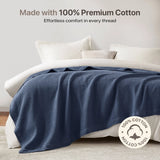 Waffle Weave Cotton Bedding Blanket, Indigo Blue