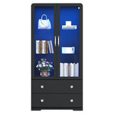 64'' Tall Display Cabinet with Acrylic Doors and Led Lights