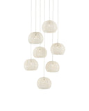 Piero White 7-Light Round Multi-Drop Pendant