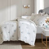 Floral Blossom Embroidered Quilt Mini Set, Blue