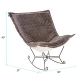 Scroll Puff Rocker Angora Stone