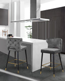Kelly Contemporary Velvet Stool Set - Stylish Comfort with Black Metal Legs and Gold Accents