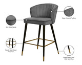 Cassie Contemporary Counter Stools - Set of 2 with Channel Tufting and Sleek Gold Accents